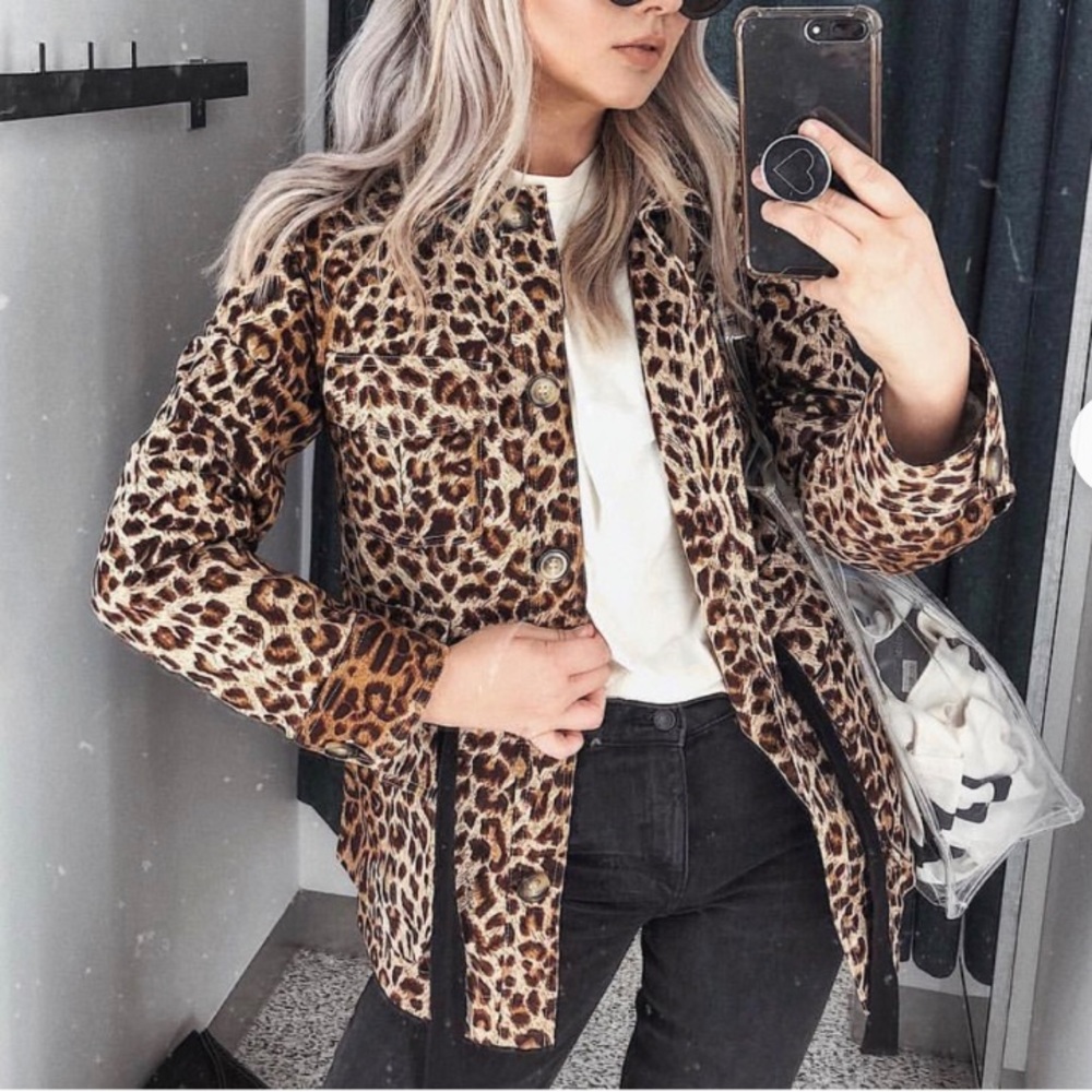 & Other Stories Leopard Tie Waist Jacket